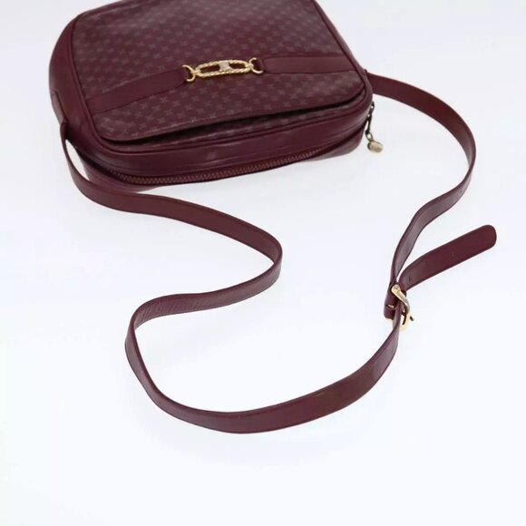 CELINE Macadam Canvas Shoulder Bag Red Gold Auth - Picture 6 of 16